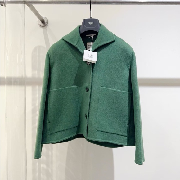 Hermes Jackets & Blazers - Authentic Hermes Women's Green Wool Cape
